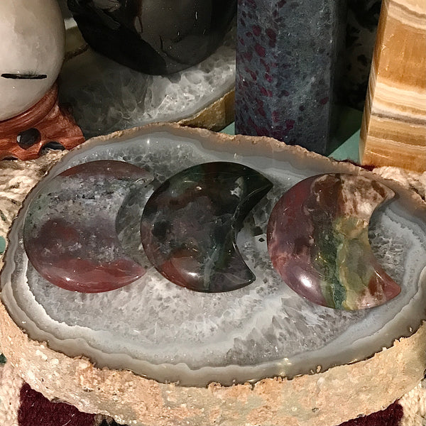 Ocean Jasper Moon Carving