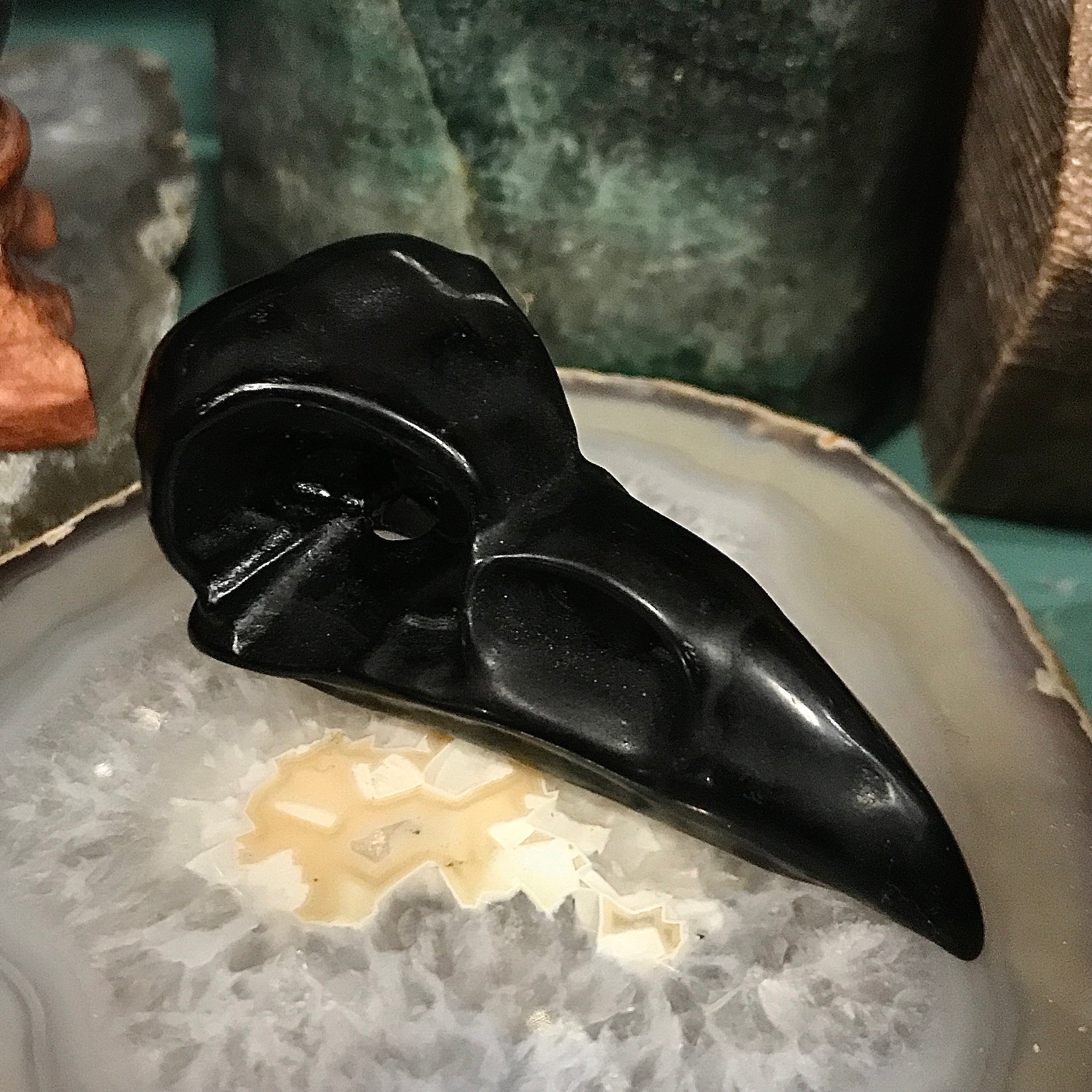 Raven Skull in Black Obsidian
