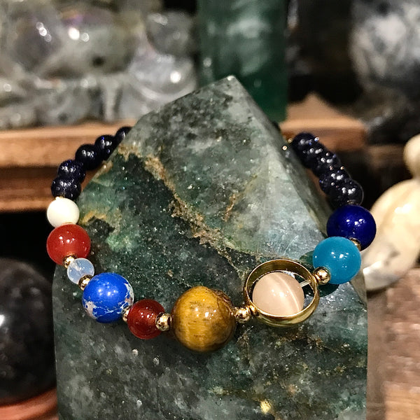 Solar System Gemstone Stretch Bracelet 7 Inches Long