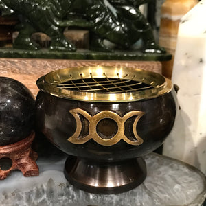 Triple Moon Incense Burner Bowl