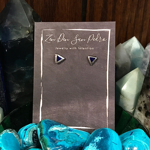 Lapis Lazuli Sterling Silver Triangle Post Earrings