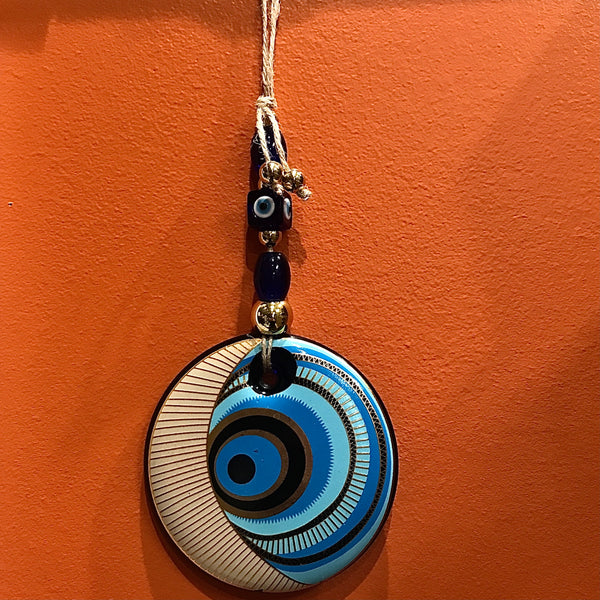 Ornate Mandala Evil Eye Glass Wall Hanging from Turkey