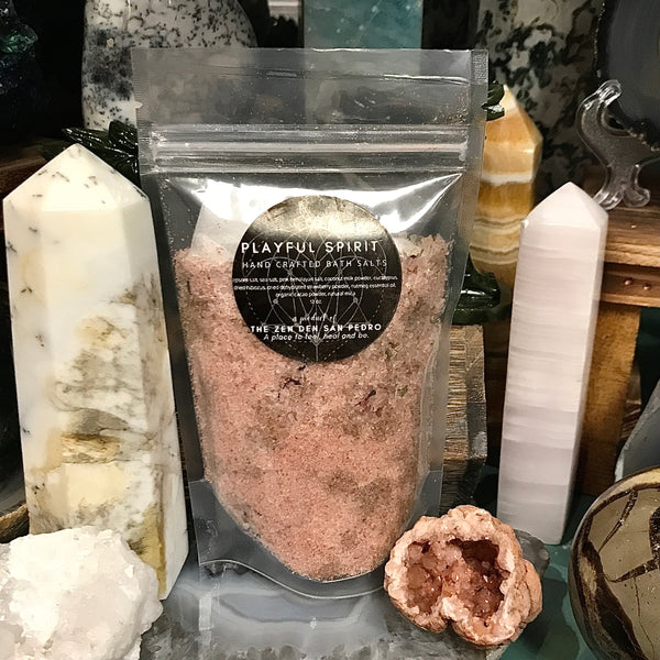 Playful Spirit Spiritual Bath Salts with Gemstones Citrine and Quartz