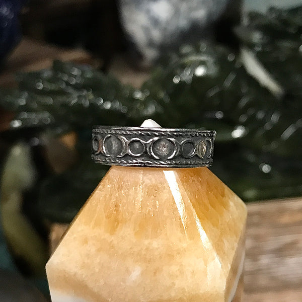 Moon Phase Pewter Band Ring