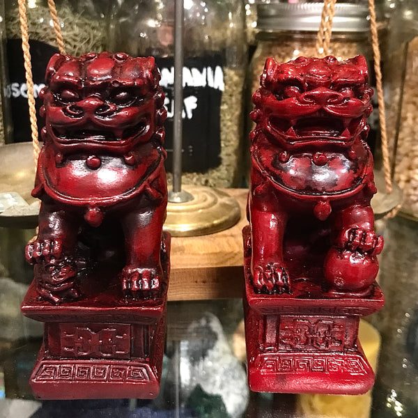 Fu Dog Statue Pair Red 4 Inch