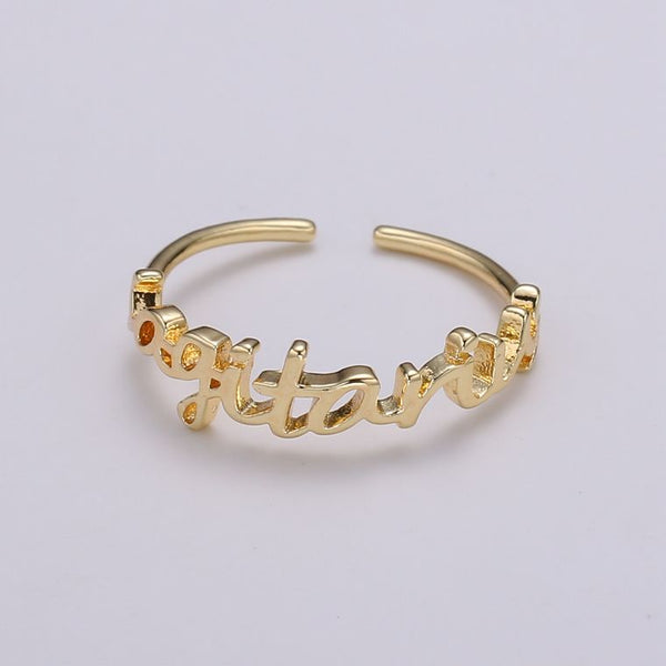 Dainty Minimalist Gold Zodiac Word Adjustable Ring