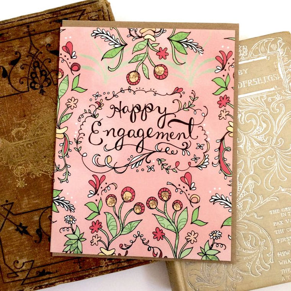 Happy Engagement Card, Engagement Greeting Card, Paper goods, bridal shower card