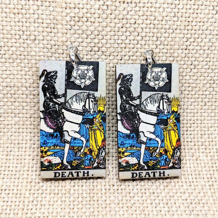 Tarot Card Earrings / Death Tarot Card / Tarot Gift / Psychic Gift / Tarot Earrings / Witch Jewelry / Rider Waite Deck / Pamela Colman Smith