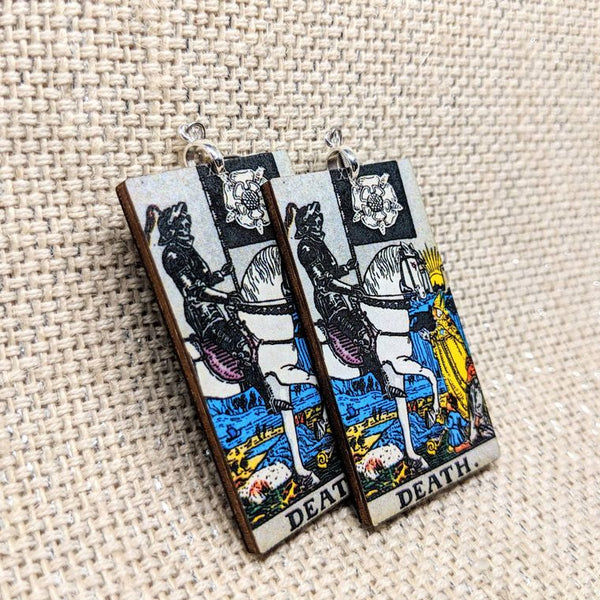 Tarot Card Earrings / Death Tarot Card / Tarot Gift / Psychic Gift / Tarot Earrings / Witch Jewelry / Rider Waite Deck / Pamela Colman Smith