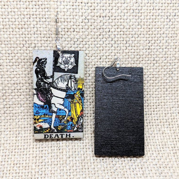 Tarot Card Earrings / Death Tarot Card / Tarot Gift / Psychic Gift / Tarot Earrings / Witch Jewelry / Rider Waite Deck / Pamela Colman Smith