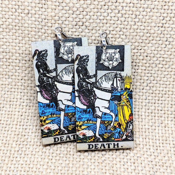 Tarot Card Earrings / Death Tarot Card / Tarot Gift / Psychic Gift / Tarot Earrings / Witch Jewelry / Rider Waite Deck / Pamela Colman Smith