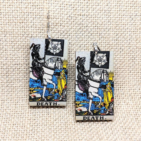 Tarot Card Earrings / Death Tarot Card / Tarot Gift / Psychic Gift / Tarot Earrings / Witch Jewelry / Rider Waite Deck / Pamela Colman Smith