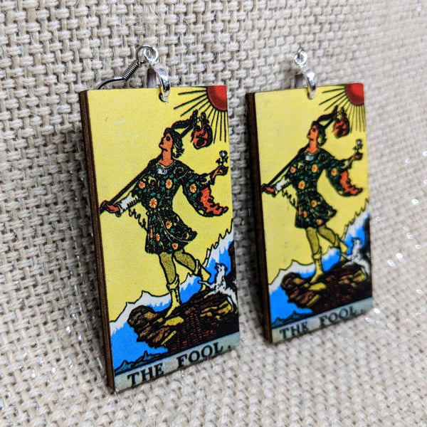 Tarot Card Earrings / The Fool Earrings / Tarot Gift / Psychic Gift / Tarot Earrings / Hypoallergenic / Witch Jewelry / Rider Waite Deck