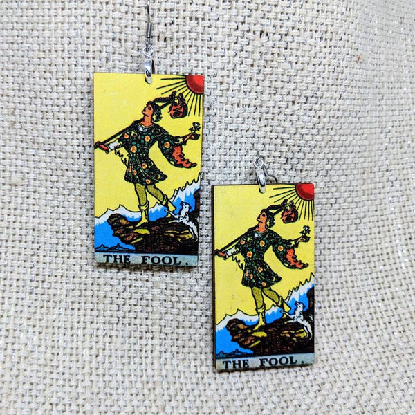 Tarot Card Earrings / The Fool Earrings / Tarot Gift / Psychic Gift / Tarot Earrings / Hypoallergenic / Witch Jewelry / Rider Waite Deck