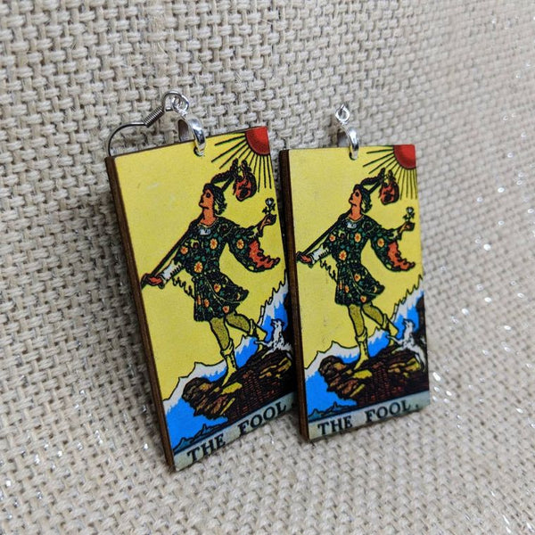 Tarot Card Earrings / The Fool Earrings / Tarot Gift / Psychic Gift / Tarot Earrings / Hypoallergenic / Witch Jewelry / Rider Waite Deck