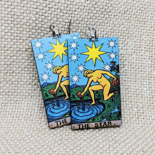 Tarot Card Earrings / The Star Earrings / Tarot Gift / Tarot Earrings / Hypoallergenic / Witch Jewelry / Rider Waite Deck