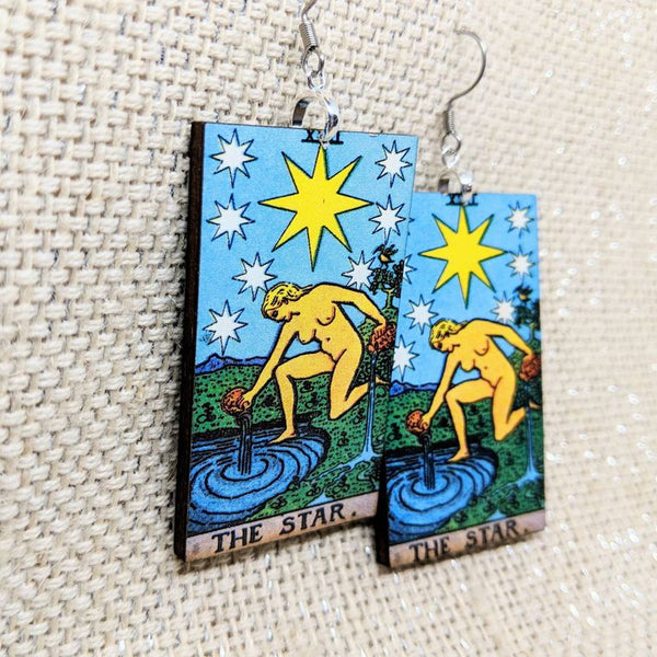 Tarot Card Earrings / The Star Earrings / Tarot Gift / Tarot Earrings / Hypoallergenic / Witch Jewelry / Rider Waite Deck