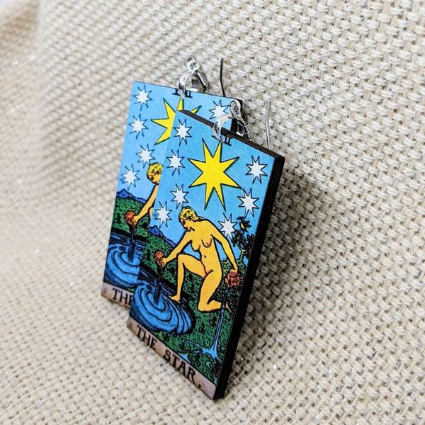 Tarot Card Earrings / The Star Earrings / Tarot Gift / Tarot Earrings / Hypoallergenic / Witch Jewelry / Rider Waite Deck