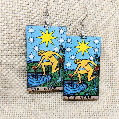 Tarot Card Earrings / The Star Earrings / Tarot Gift / Tarot Earrings / Hypoallergenic / Witch Jewelry / Rider Waite Deck