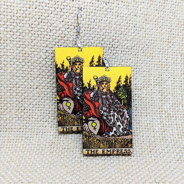 Tarot Card Earrings / The Empress Earrings / Tarot Gift / Psychic Gift / Tarot Earrings / Hypoallergenic / Witch Jewelry / Rider Waite Deck