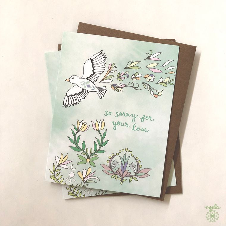 Sympathy card - So sorry for your loss bird