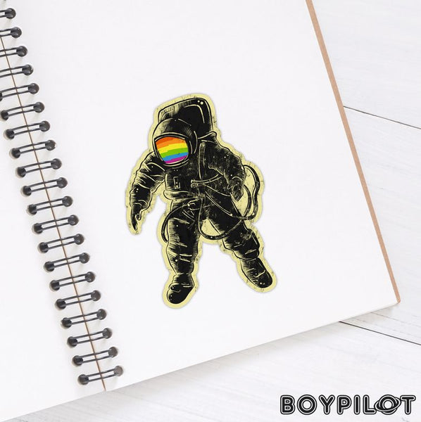 Rainbow Astronaut Sticker - Outer Space Vinyl Sticker 3"