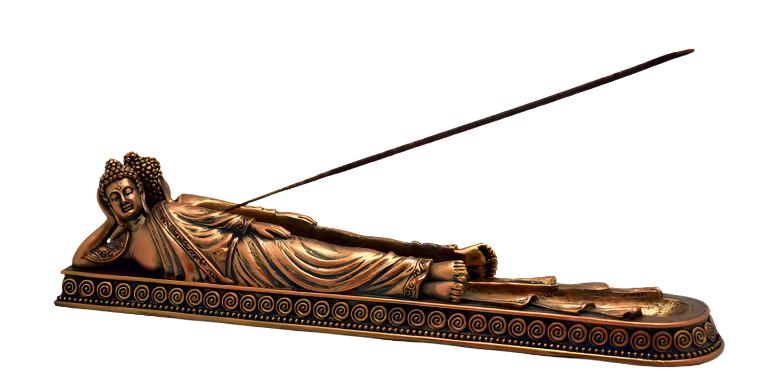 Buddha Lying Down Copper Colored Incense Burner