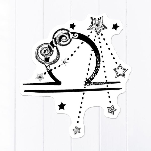 Libra Symbol and Constellation Vinyl Sticker, Zodiac Sticker