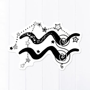 Aquarius Symbol and Constellation Vinyl Sticker, Zodiac Sticker