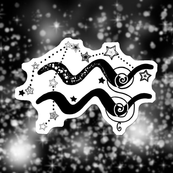 Aquarius Symbol and Constellation Vinyl Sticker, Zodiac Sticker