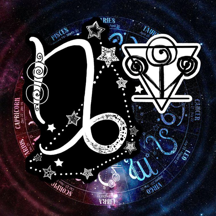 Capricorn Symbol and Constellation Vinyl Sticker, Zodiac Sticker