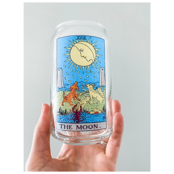 The Moon Tarot Card Glass Tumbler - 16 oz