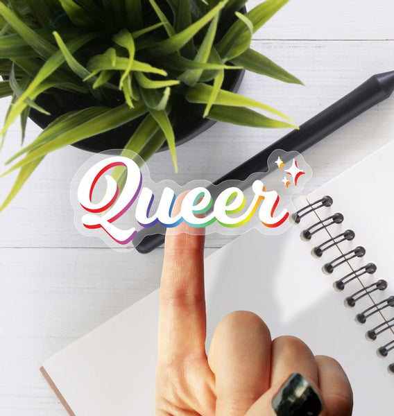 Queer Pride clear 4" sticker - LGBT Pride sticker