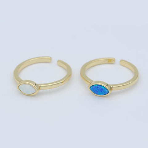 Dainty Opal evil eye Oval Shape Golden Cuff Ring