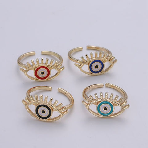 Evil Eye Golden Cuff Ring