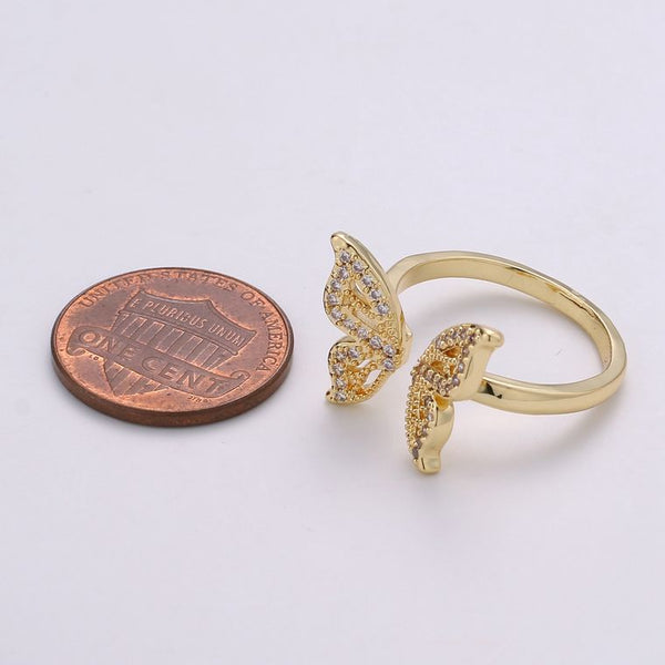 Mariposa Gold Ring CZ Open Adjustable Jewelry