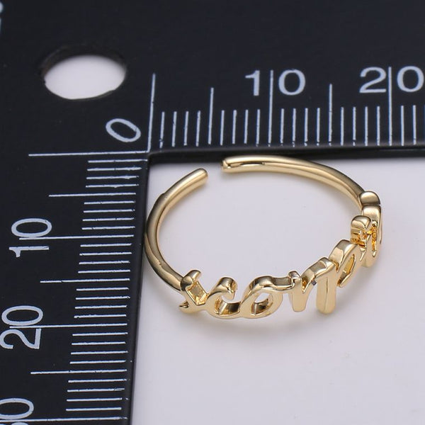 Dainty Minimalist Gold Zodiac Word Adjustable Ring