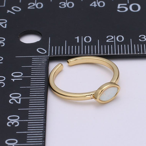 Dainty Opal evil eye Oval Shape Golden Cuff Ring