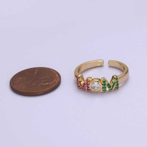 Multicolor MOM Micro Pave Crystal Zirconia Ring