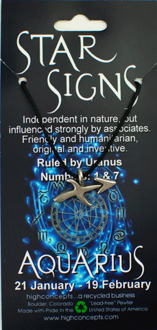 Star Signs Zodiac Aquarius Pewter Charm