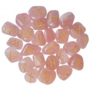 Rose Quartz Complete Rune Set w/ Velvet Pouch