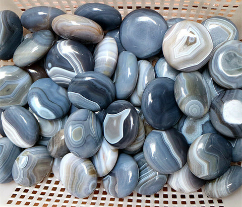 Blue Lace Agate Palm Stone