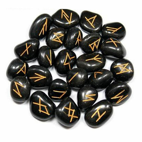 Rune Set in Obsidian w/ Velvet Pouch