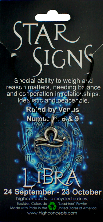 Star Signs Zodiac Libra Pewter Charm