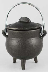 Black  Small Cast Iron Cauldron w/lid