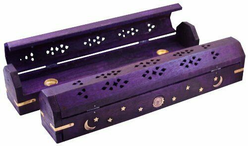 Wood Celestial Incense Burner / Holder |  12” | Violet