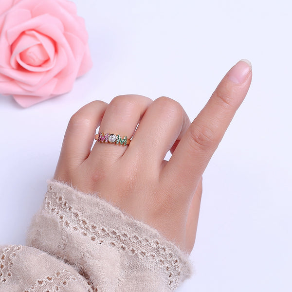 Multicolor MOM Micro Pave Crystal Zirconia Ring